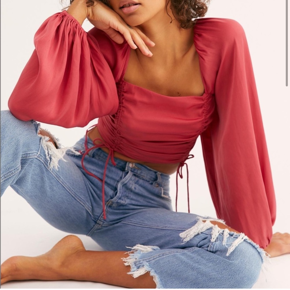 Free People Top Red Blouse